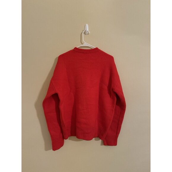 AMI Paris Alexandre Mattiussi Oversized Heart Embroidered Sweater Wool Red Small - Picture 5 of 7